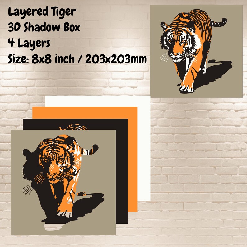 Multilayer Tiger Design – 3D SVG DXF for Cricut and Paper Craft
