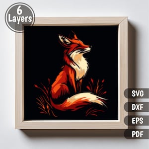 Caja de sombras 3D, lindo zorro Svg, archivos de corte de animales en capas para Cricut y CNC, diseño multicapa, plantilla de corte de papel, descarga instantánea
