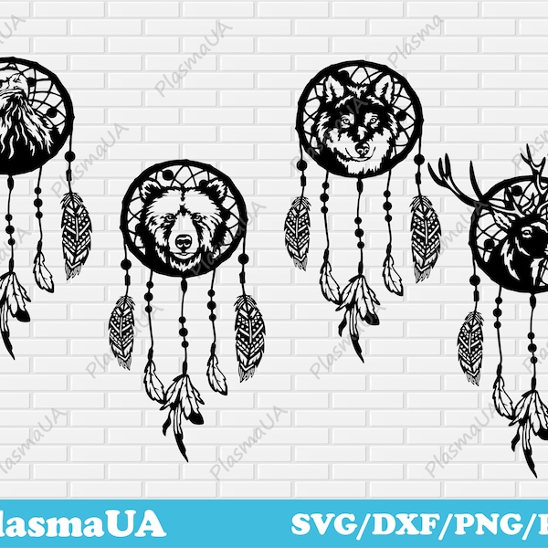 Dream catcher svg designs, svg cutting files for cricut, animals clipart dxf, cnc files for laser cut, svg craft files, animals t-shirt svg