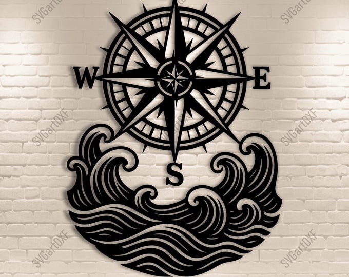 Compass Dxf File 9x Compass Rose Wall Decor SVG DXF Templates Digital Vector Files ...