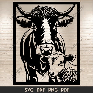 レーザーカット用パネル dxf、牛羊 svg、覗く農場の動物 svg、CNC ルーター用 dxf、牛羊 Cricut、農場生活 svg、クラフト ファイル