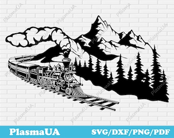 Train cut files, svg design, digital art, travel svg, painting svg, art svg, painting clipart, laser svg, wall art svg, svg bundle, png file