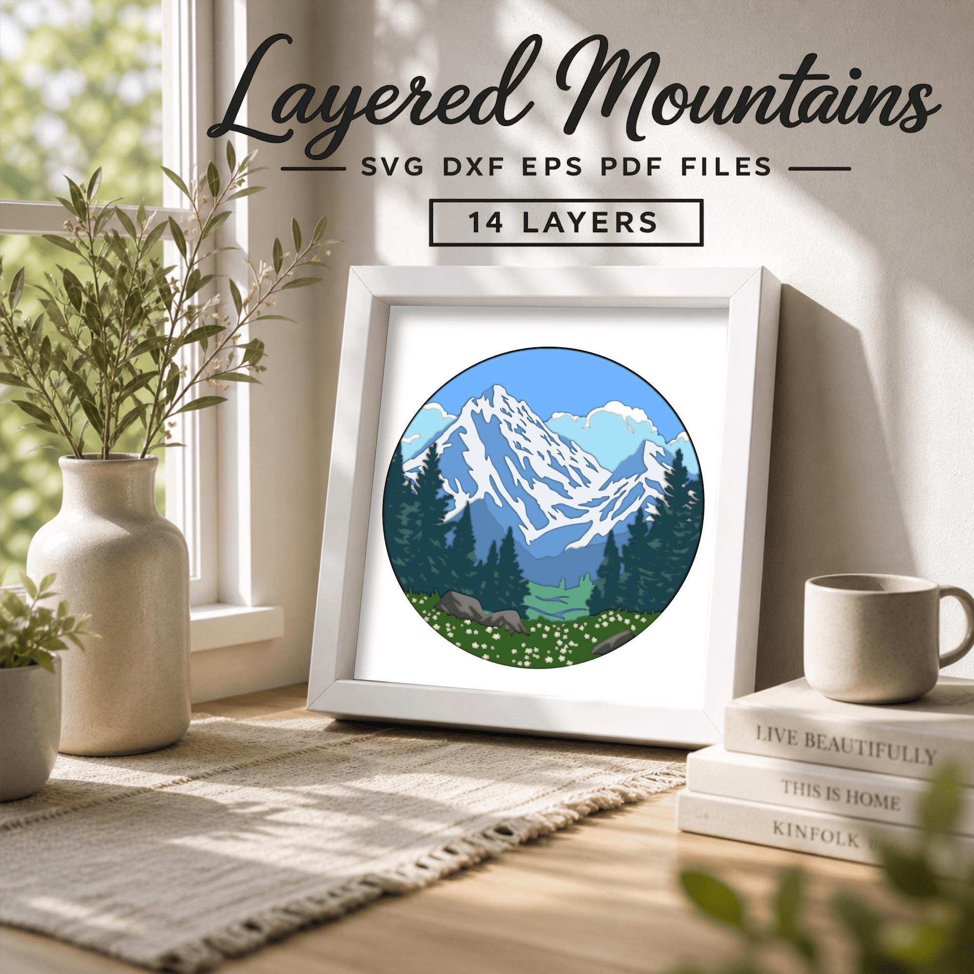 Mountain Landscape Layered Svg – Nature 3D Shadow Box Template, Forest ...