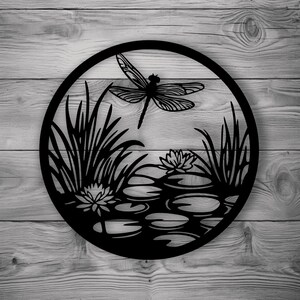 Dragonfly Scene Design – DXF for CNC, SVG for Cricut & Laser Engraving