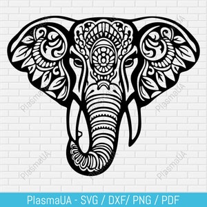 Elephant Mandala Svg Dxf Png Pdf files – Ornamental Stencil Design for CNC Plasma, Laser Cutting, Cricut, Glowforge & Wall Art Crafts