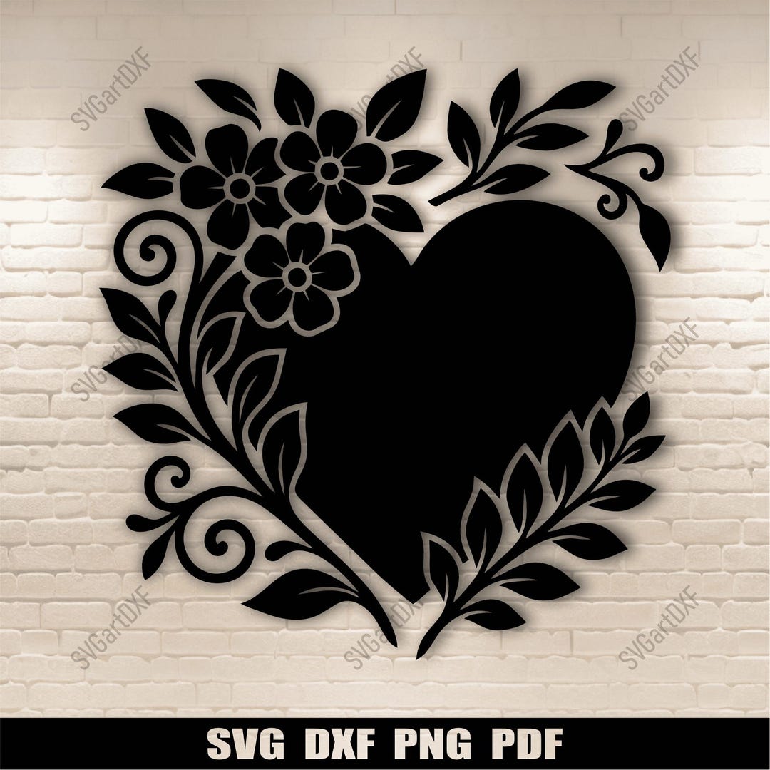 Floral Heart SVG Design | DXF Cut Files for Cricut, Glowforge ...