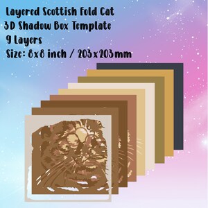 Scotland Shadow Box Scottish Fold Cat Layered 3D Shadow Box Template, Cat Svg for Cricut ...