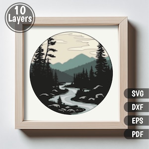 Nature scene Layered Svg, Shadow Box 3D Crafts, Cricut & CNC Projects, Multilayer Paper art design, DIY Home Decor