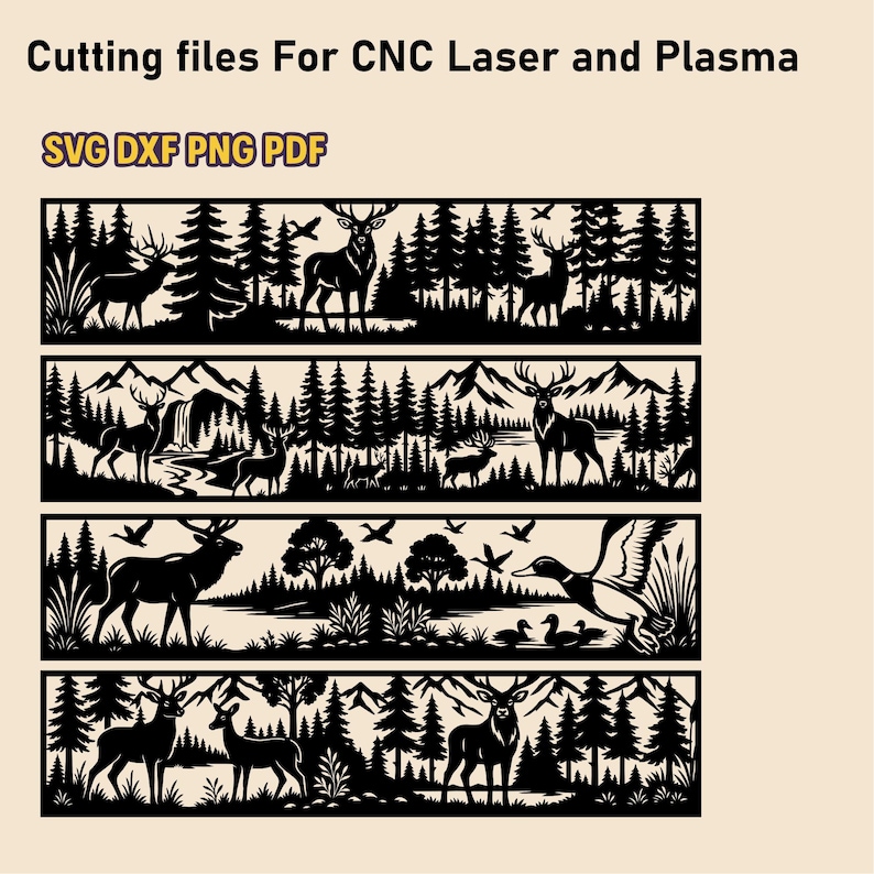 Wildlife Forest Scene Panels SVG DXF – Deer & Nature Designs for CNC ...