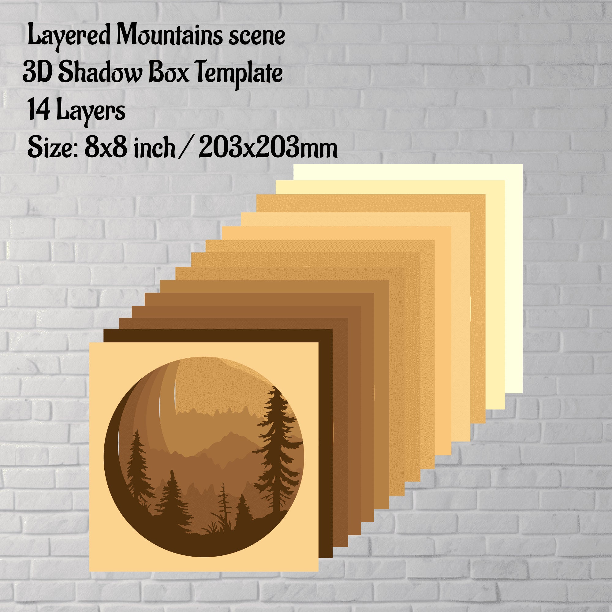 Layered Shadow Box File Layered Mountains 3D Shadow Box SVG for Cricut, Papercut Template, Dxf ...