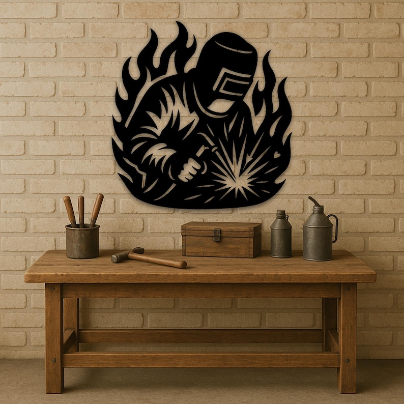 Welding worker silhouette DXF for metal cutting