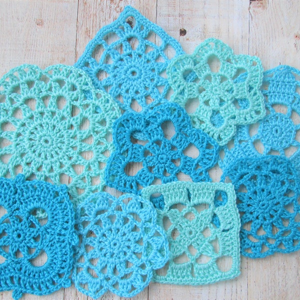 9 pcs small crochet  doilies for craft. 2 to 3 inches.