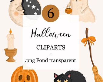 Halloween Cliparts, Hand-Drawn Digital Illustrations, PNG