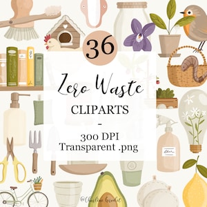 Zéro déchet Cliparts, Illustrations numérique PNG, Écologie, Mode de vie durable, Vie simple, Nature, Vie lente