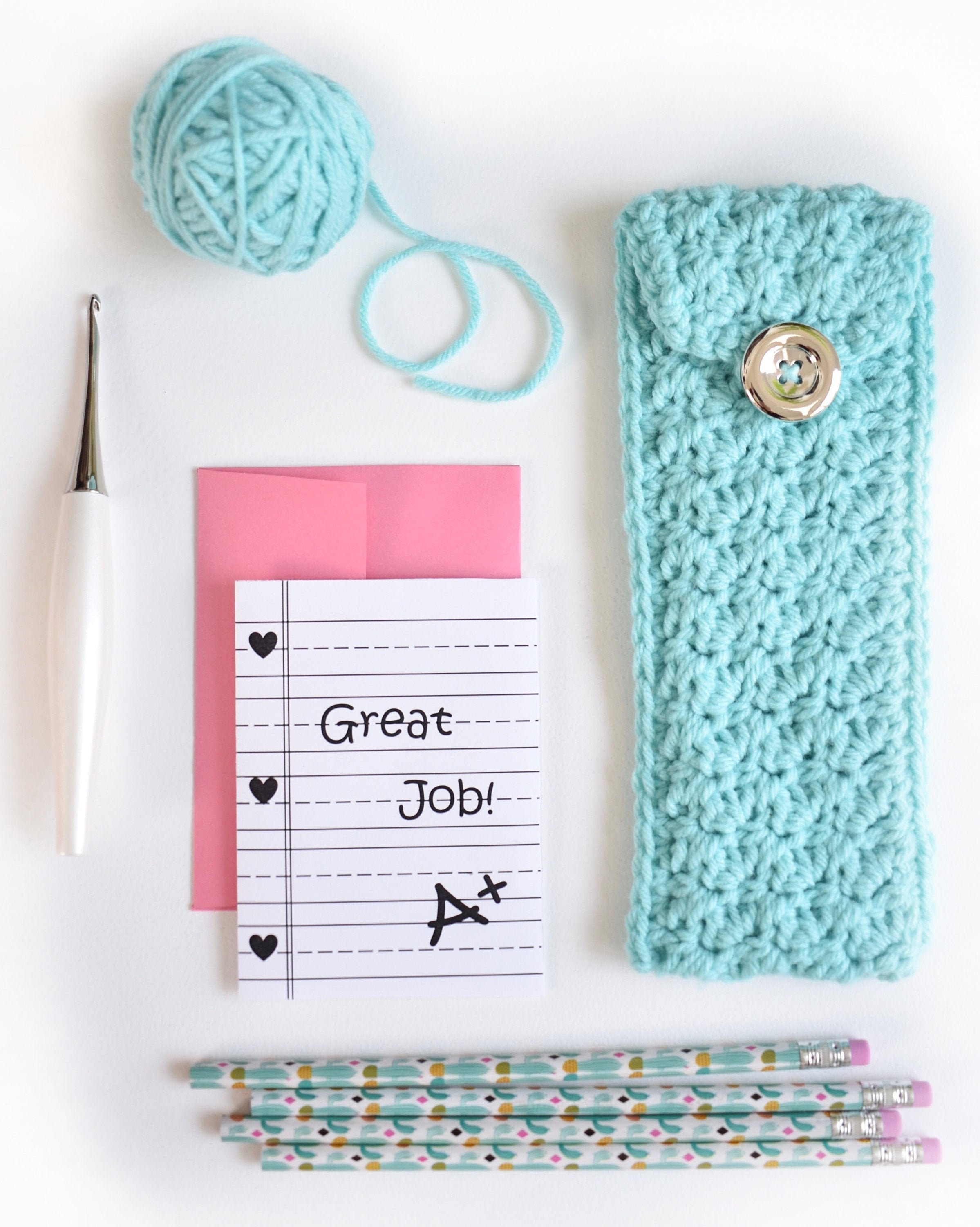 CROCHET Pencil Pouch PATTERN and Printable CARDS Etsy