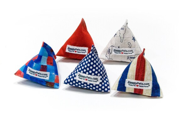 Patriotic Cat Toy Fin 5 Pack, Organic Catnip and Silvervine Cat Toy, Independence Day Gift, Favorite Cat Gift!