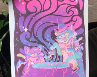 Good Soup - 4 Colour Magical Cats Riso Print