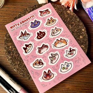 Confettis de chat ! Mini autocollants chat mignons pour journalisation, autocollants chat mignon, papeterie chat, idées cadeaux pour les amoureux des chats, autocollants bujo