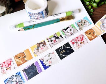 Cats Reaction Meme Stamp Washi Tape VOL 2, Cute & Kawaii Stationary, Funny Cats Stickers, Paper Deco Tape, Planner Stationary,Cat Lover Gift