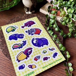 BEEBOS! Adesivos fofos de besouro para bullet journalling, Folha de adesivos de insetos, Folha de adesivos de insetos, Adesivos fofos de planejador estacionário, cottagecore