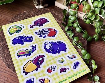 BEEBOS! Cute Beetle Stickers For Bullet Journalling, Bug Sticker Sheet, Insect Sticker Sheet, Cute Stationary Planner Stickers, cottagecore