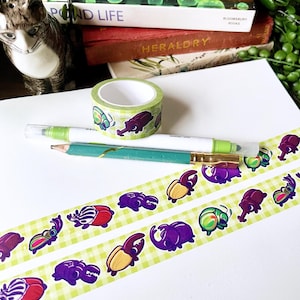 BEEBOS Cute Beetle Washi Tape Bullet Journalling, Cottagecore Washi Tape, Beetle Lovers Stationary, Gift ideas, insect lovers