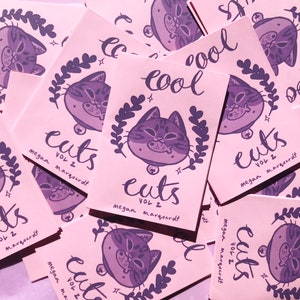 Cool Cats Vol 2 Mini Zine - Handmade Riso Printed Beak Zine - Cat Lovers - Pet Cat - Mini Field Guide To Internet Cats - Cute Comics