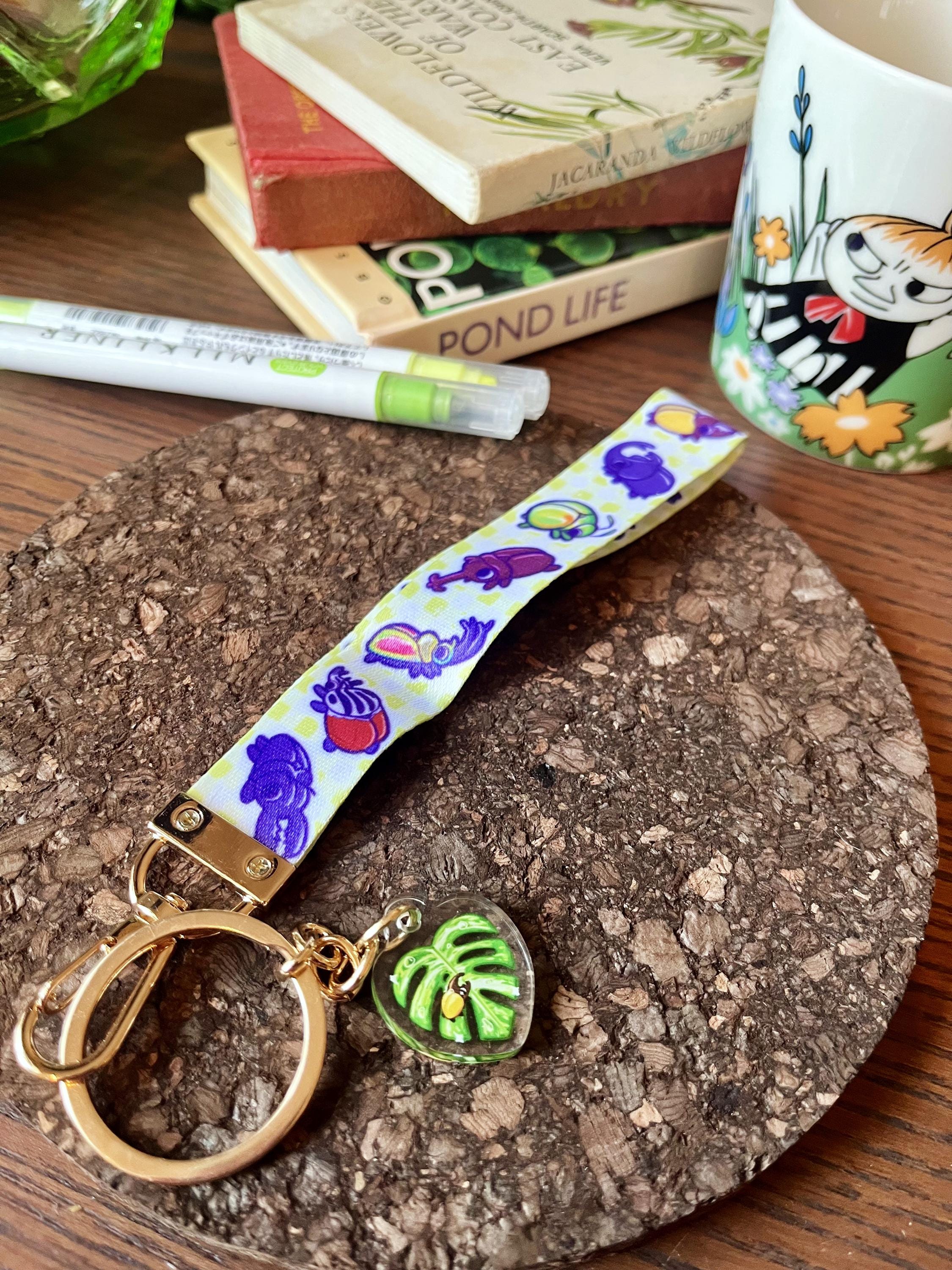 Beebos! Cute Beetle Lanyard Keychain Wrist Strap with Mini Acrylic Charm, insect lover gift idea, Wrist Strap for Cane, Cute Cane Strap