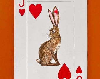 Jackrabbit, Jack of Hearts Playing Card Art Print