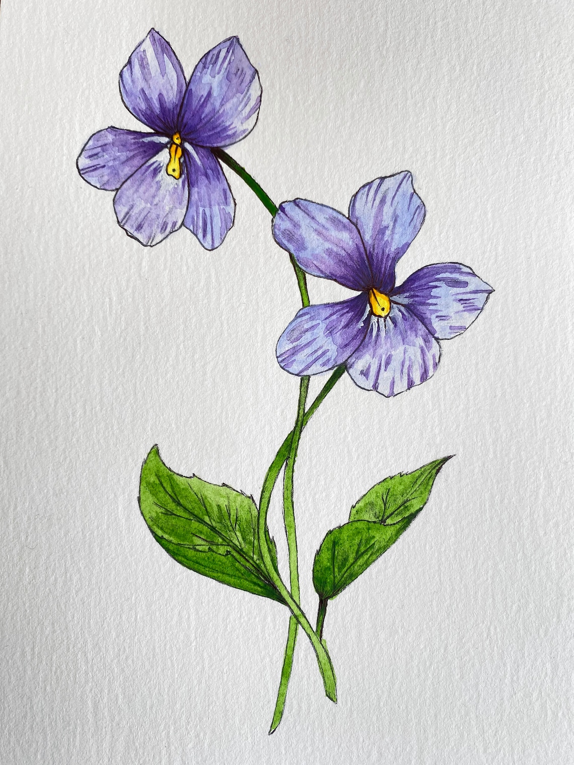 Ilustración de pintura floral violeta Etsy España