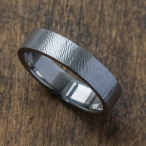 Minimalist Titanium Ring with Subtle Textured Finish Industrial Style Gray Wedding Band, Rustic, Elegant, Lightweight, Hypoallergenic image 1