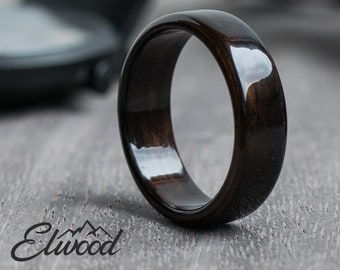 Ebony Macassar Wood Ring - Wedding Band  - Classic Ring - Black Wood - Dark Ring - Boyfriend Gift - Mens Wooden Ring - 5 year Anniversary