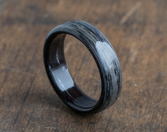 Grey and Black Oak - Wedding Band - Wood Jewellery - Classic Ring - Wooden Ring - Dark Ring - Boyfriend Gift -Mens Ring - 5 year Anniversary