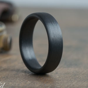 Minimalist Carbon Fiber Ring Industrial modern ring Simple Dark Band Boyfriend Gift Black Mens Ring Carbon fiber Wedding Band image 1