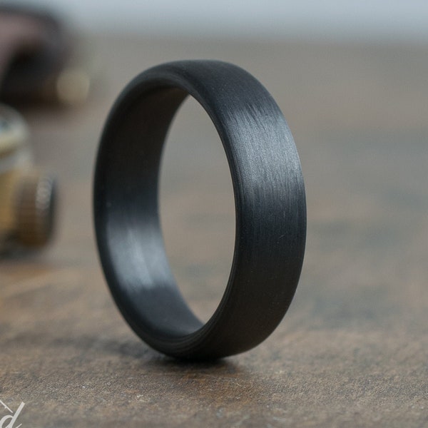 Minimalist Carbon Fiber Ring - Industrial modern ring - Simple Dark Band - Boyfriend Gift - Black Mens Ring - Carbon fiber Wedding Band