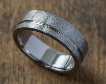 Brushed titanium ring - Industrial modern ring - Minimalist ring - Wedding band - Mens gray ring - Simple titan band - 5 year anniversary