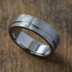 Brushed Titanium Ring: Modern Industrial Wedding Band
