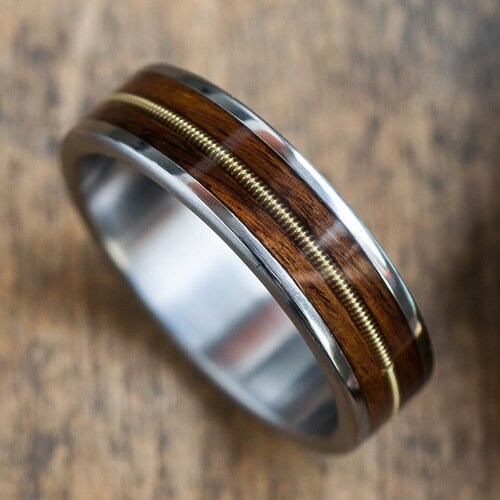Guitar String Ring Gold Wedding Band Mens Ring Guitar Etsy