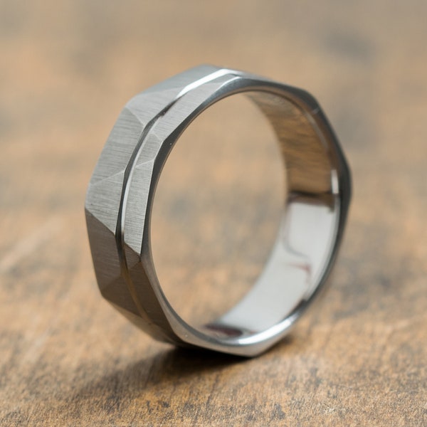Mens Brushed Titanium Ring - Etsy