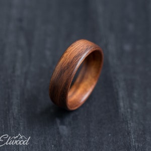 Rosewood Ring Wooden Wedding Band Mens Ring Minimalist Industrial Design Classic Natural Ring Mat Brown And Black Boyfriend Gift image 2