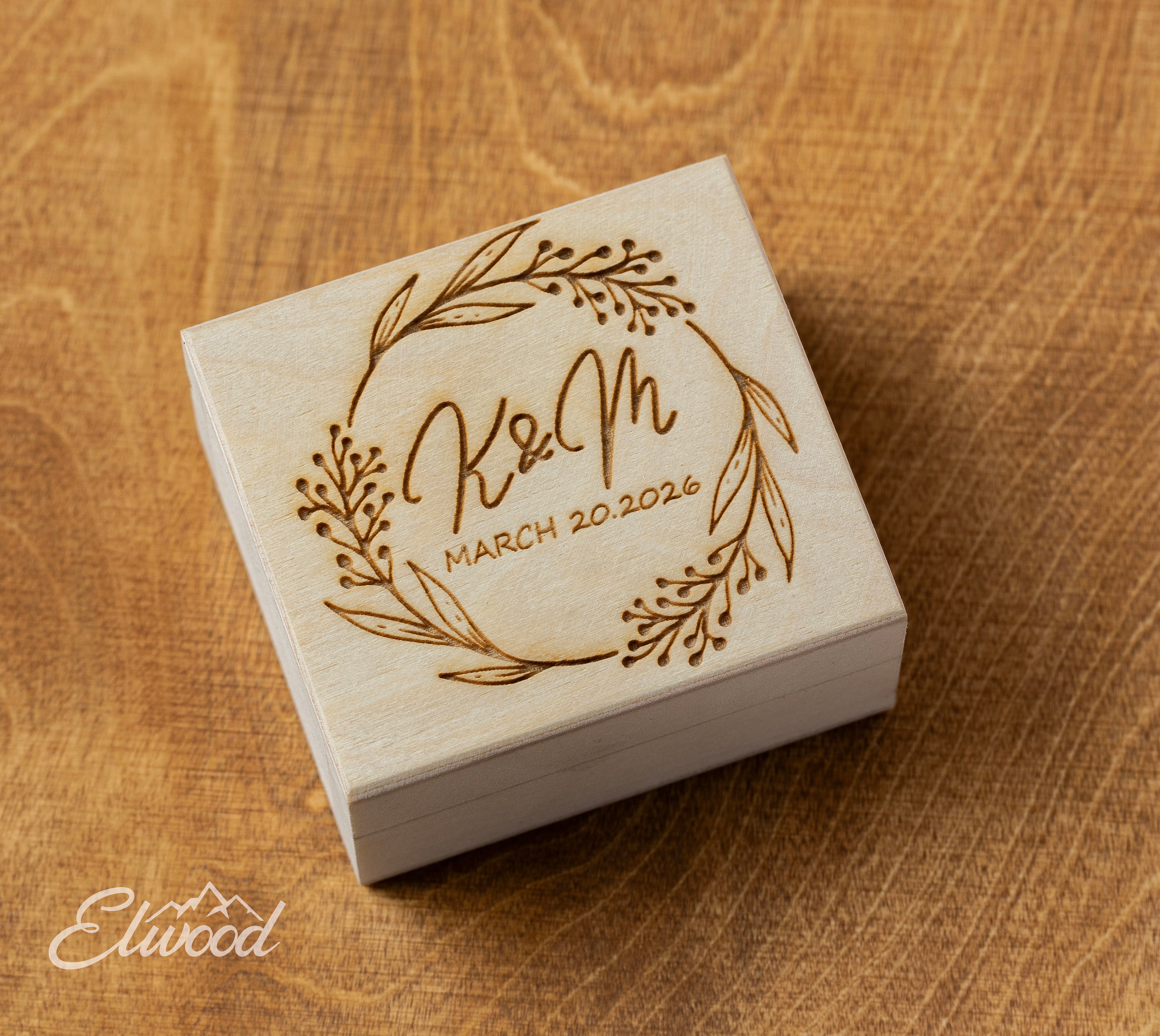 Servicio de grabado de Elwood para caja de madera para anillos