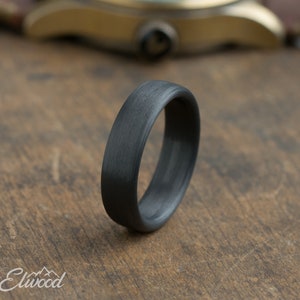 Minimalist Carbon Fiber Ring Industrial modern ring Simple Dark Band Boyfriend Gift Black Mens Ring Carbon fiber Wedding Band image 4