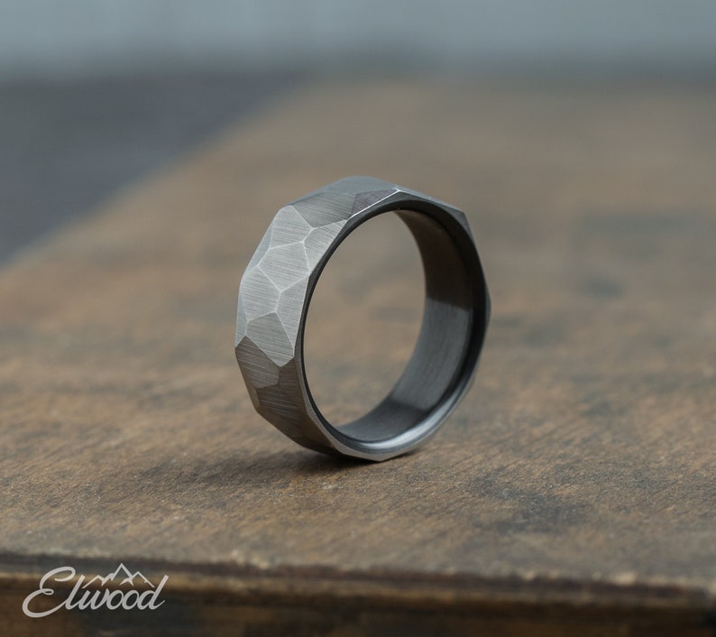 Titanium and carbon fiber ring Industrial modern ring Etsy