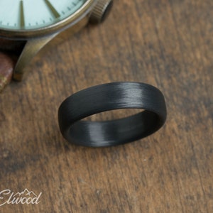 Minimalist Carbon Fiber Ring Industrial modern ring Simple Dark Band Boyfriend Gift Black Mens Ring Carbon fiber Wedding Band image 6