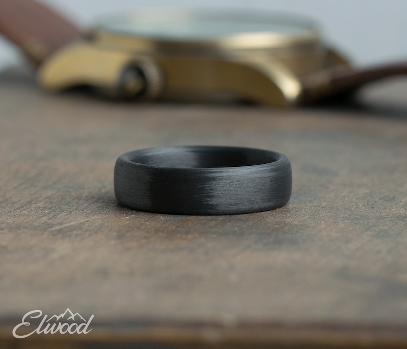 Minimalist Carbon Fiber Ring Industrial modern ring Simple Dark Band Boyfriend Gift Black Mens Ring Carbon fiber Wedding Band image 2