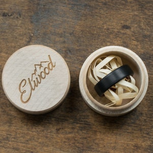 Carbon Fiber and Bubinga Wood Ring Black Ring Wedding Band Wooden Ring Dark Band Boyfriend Gift Mens Ring Carbon Ring Classy image 6