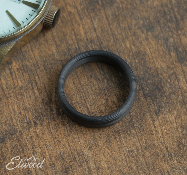 Minimalist Carbon Fiber Ring Industrial modern ring Simple Dark Band Boyfriend Gift Black Mens Ring Carbon fiber Wedding Band image 5