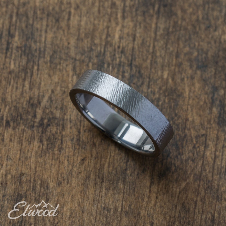 Minimalist Titanium Ring with Subtle Textured Finish Industrial Style Gray Wedding Band, Rustic, Elegant, Lightweight, Hypoallergenic image 1
