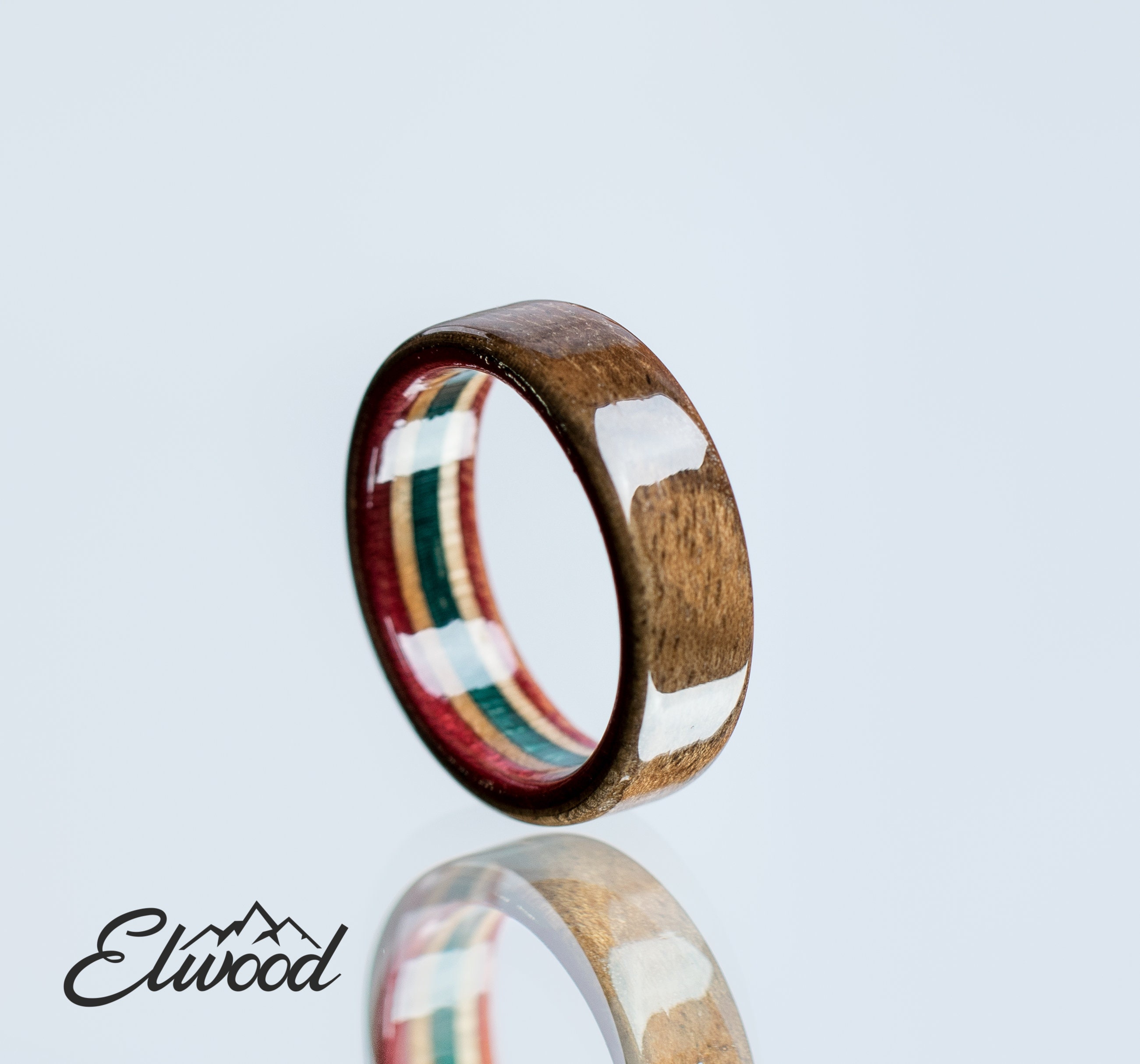 Walnut And Canadian Maple Ring Wedding Ring Red And Green | Etsy