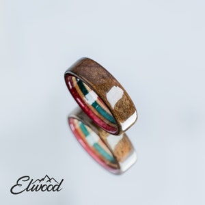 Walnut and Canadian Maple Ring - Wedding Ring - Red and Green Ring ...